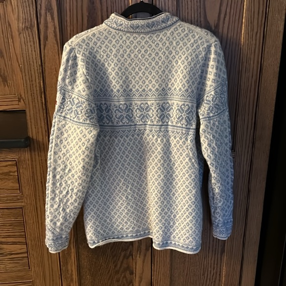Dale of Norway Sunniva Sweater Baby Blue White Zip Up Cardigan Wool Fair Isle XL - Picture 11 of 11
